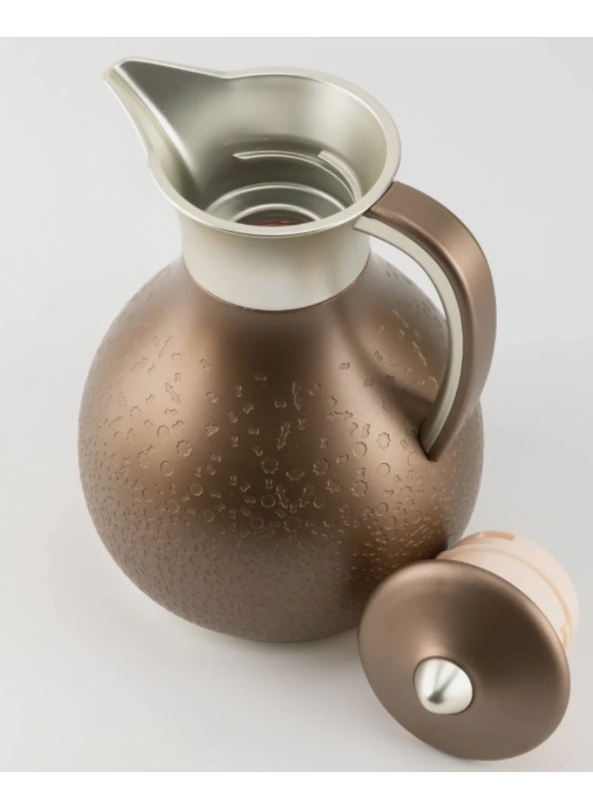 Otantik 1 Ltr Tea Or Coffee Pot From Nourhan - Matte Brown + Matte Silver - Image 2